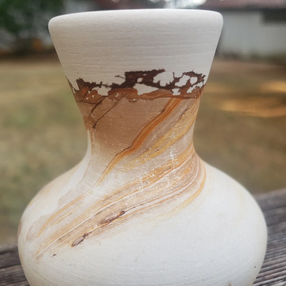 Mini Nemadji Pottery - Painted Swirl Vase - MINI